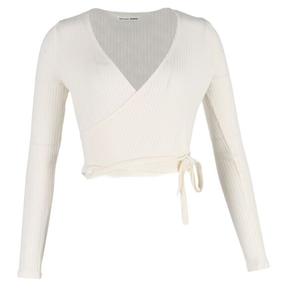 Reformation Jeans Wrap Top in Cream Modal